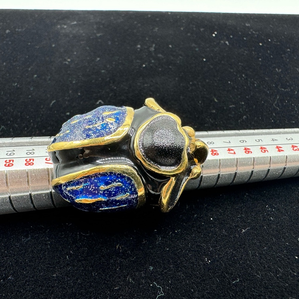 Creart Scarab Blue Black Gold Ring